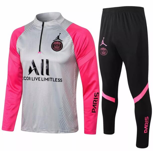 2021/22 PSG x Jordan White Pink Training Kits Sweatshirt with Pants